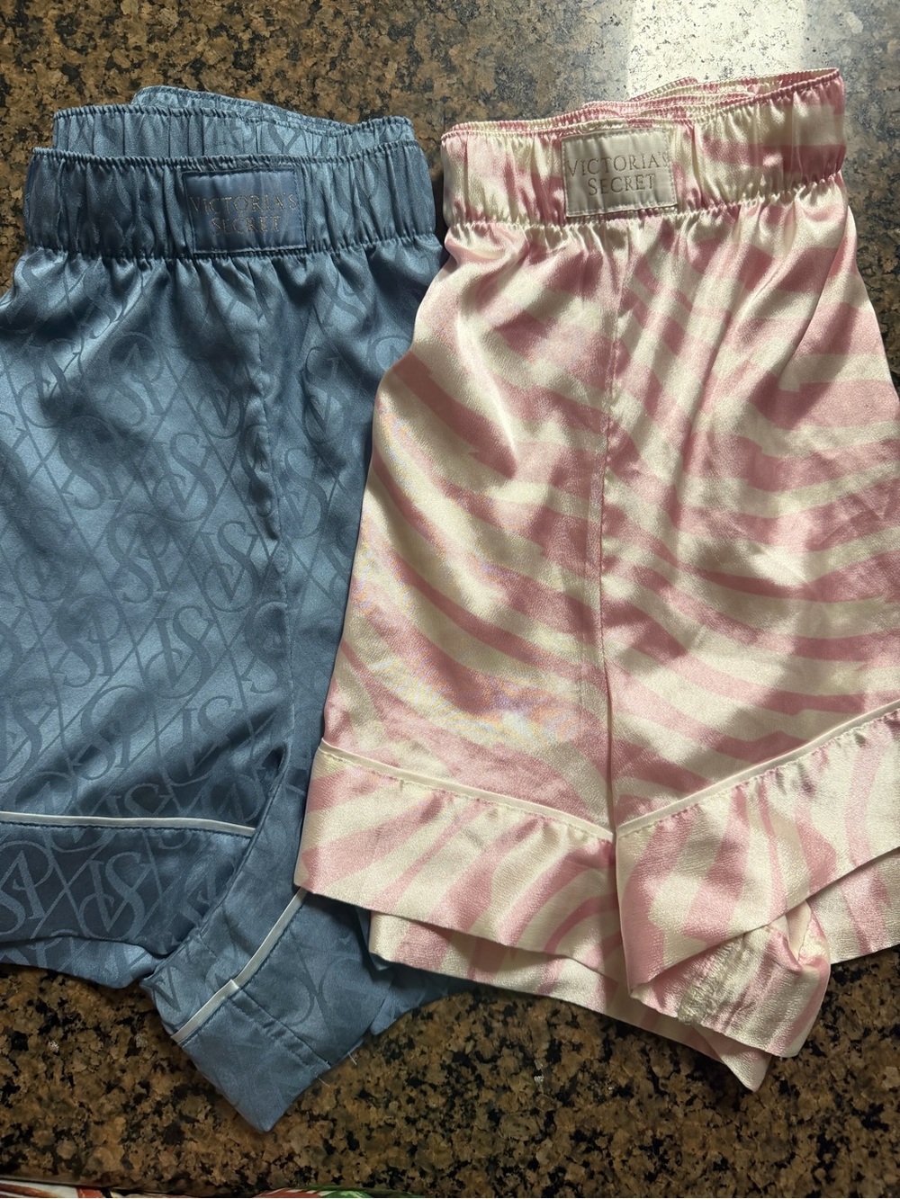 Victoria's Secret Pink Zebra & Blue Logo Satin Girls' Shorts